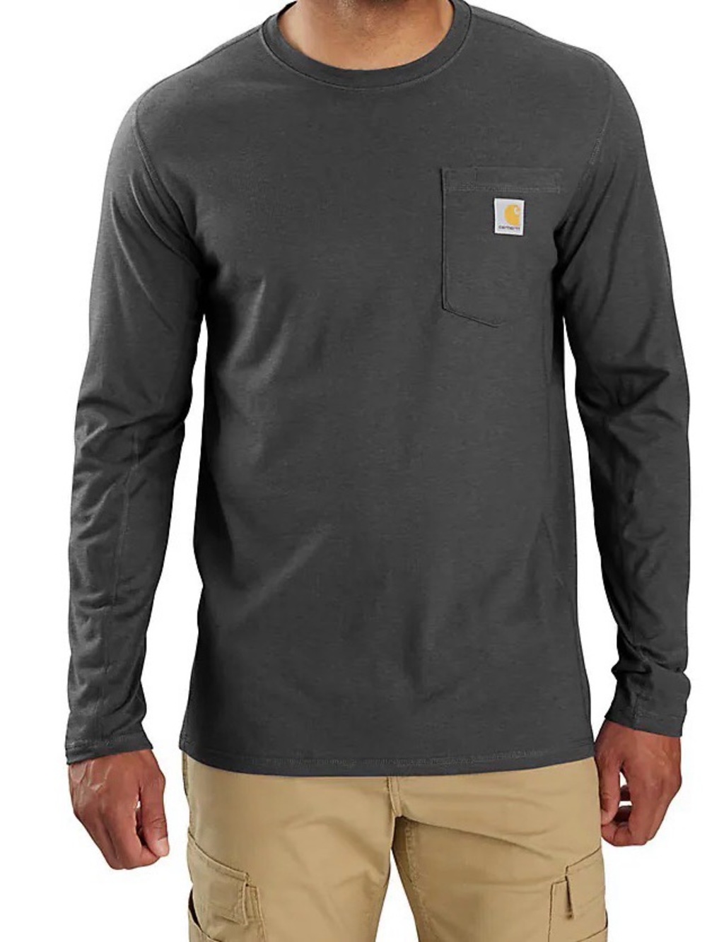 Carhartt Men's Long-Sleeve Pocket Tee - Charcoal Gray